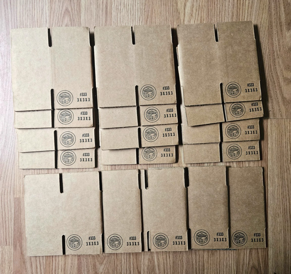 Lot of 17 New 3x3x3 Corrugated Shipping Boxes Kraft Cardboard Mailers NOS
