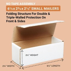 White Corrugated Cardboard Mailing Boxes, 6 1/2″ x 2 3/4″ x 2 1/2″ (Pack of 5…