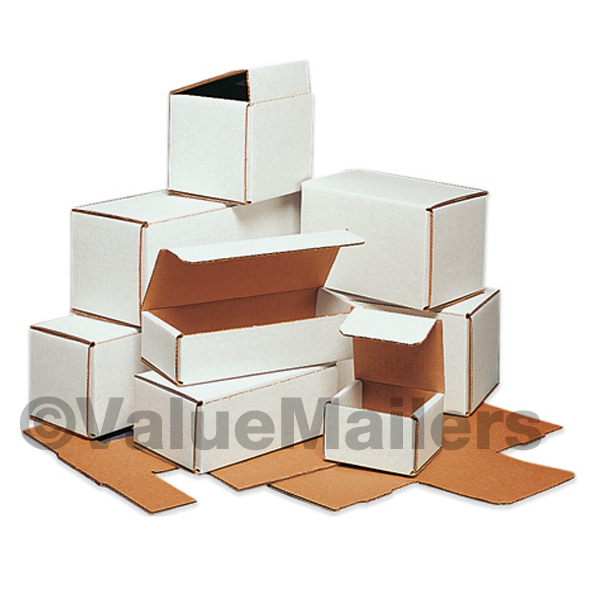 100 – 6 1/2 x 4 7/8 x 3 3/4 White Corrugated Shipping Packing Box Boxes Mailers