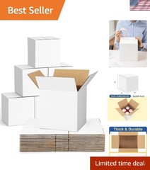 White Corrugated Shipping Boxes 6x6x6 – 40 Pack for Small Businesses