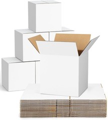 White Corrugated Shipping Boxes 6x6x6 – 40 Pack for Small Businesses