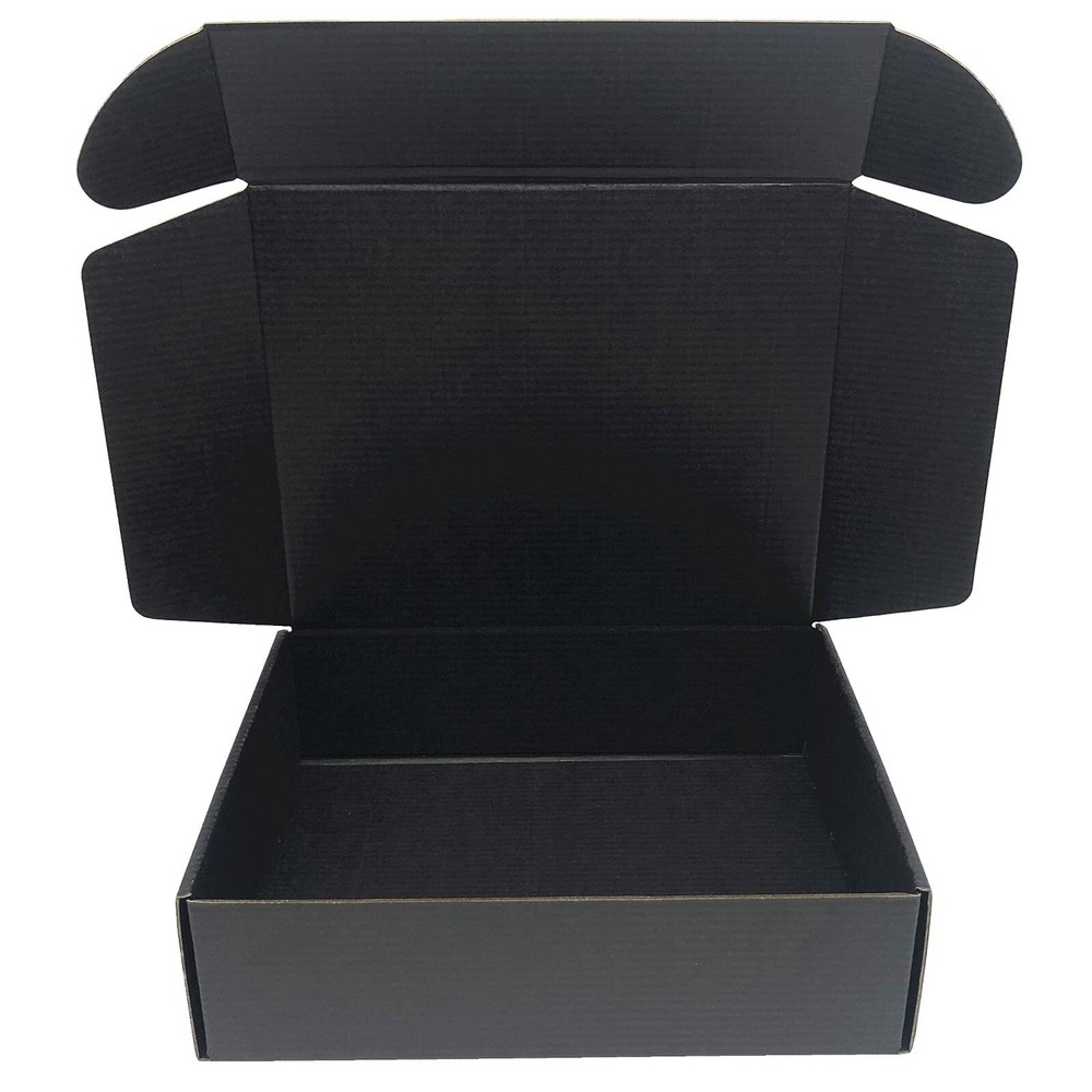 Black Cardboard Shipping Box 10 x 8 x 2.7 Inch Corrugated Packaging Storage B…