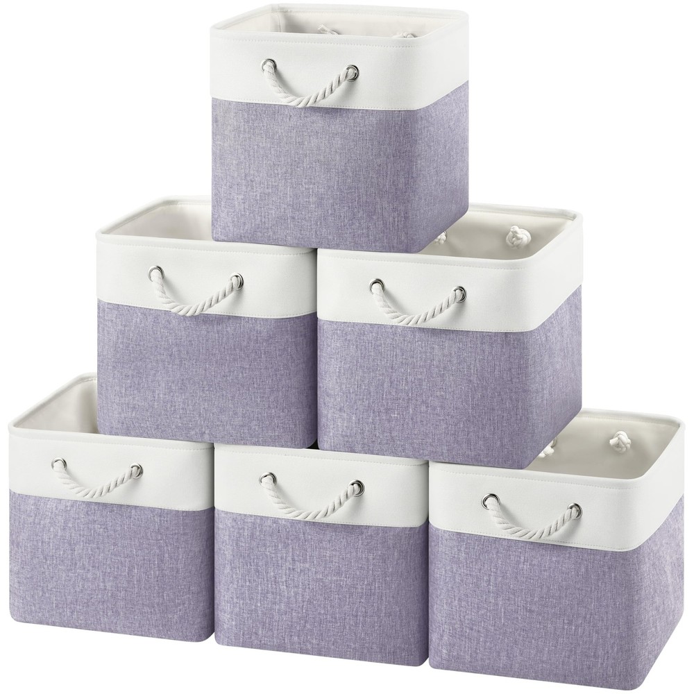 12×12 Storage Cube Bins, 6 Pack Reinforced Bottom Cardboard Foldable Box, Org…