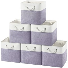 12×12 Storage Cube Bins, 6 Pack Reinforced Bottom Cardboard Foldable Box, Org…