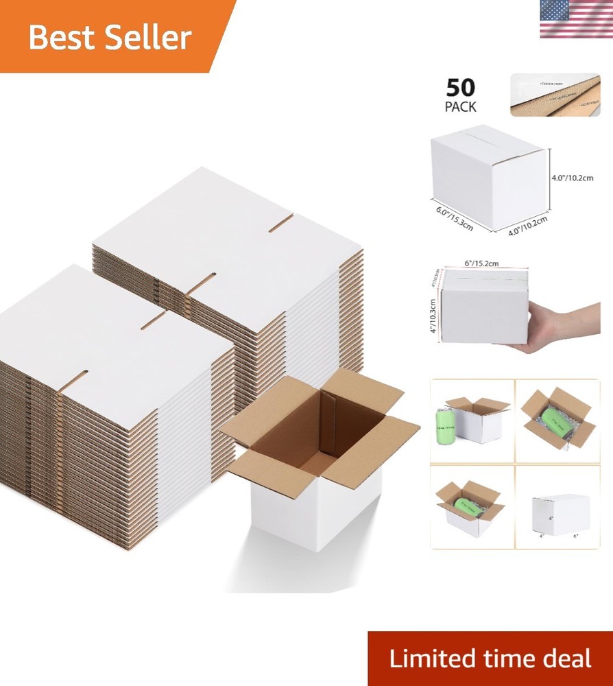 Brand New 6x4x4 White Shipping Boxes Set of 50