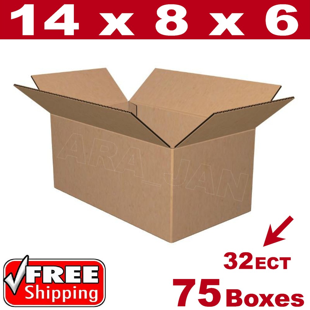 75 – 14x8x6 Cardboard Boxes Mailing Packing Shipping Box 32ECT Corrugated Carton