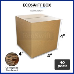 40 4x4x4 EcoSwift Cardboard Packing Moving Shipping Boxes Corrugated Box Cartons