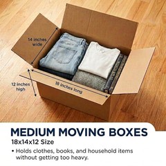 Moving Boxes Medium 18″L x 14″W x 12″H 10-Pack | Corrugated Cardboard Box for…