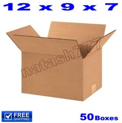 50 – 12x9x7 Cardboard Boxes 32-ECT Mailing Packing Shipping Corrugated Carton