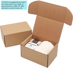 YOUNGKEE 10 Pack 6x4x3″ Small Corrugated Shipping Boxes Brown No Tape
