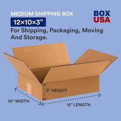 Recyclable 12″ x 10″ x 3″ Shipping Boxes – 25-Pack for Moving & Storage Needs