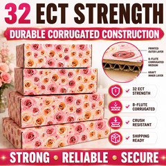 9x6x3 Rose Designer Shipping Boxes 32 ECT Boutique Gift Mailer Boxes