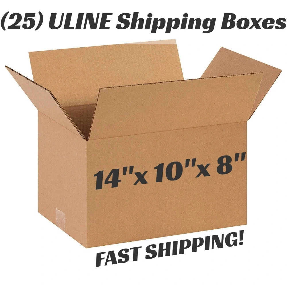 Lot of 25 – NEW Uline 14″ x 10″ x 8″ Singlewall Corrugated Shipping Boxes S-4143