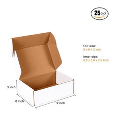 9x6x3 inch Small Shipping Boxes Set of 25, White Corrugated Cardboard Box Lit…
