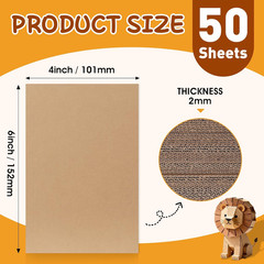 50 Pack 4X6 Corrugated Cardboard Sheets, Flat Cardboard Paper Inserts for Shippi