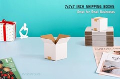 7x7x7 inch Small Shipping Boxes, White Corrugated Cardboard Boxes for E-Commerce