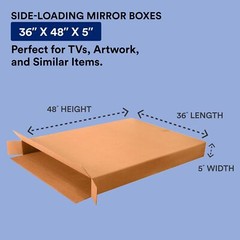 5 Side-Loading Mirror/Artwork Boxes – 36″x5″x48″ Sturdy Corrugated Shipping