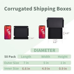 Black Corrugated Shipping Boxes 7x5x1In Pack 50 Cardboard Mailer Small Business