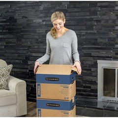 Smoothmove 0062801 18 In X 18 In X 16 In Moving Box, Kraft, Blue Printing,