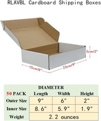 RLAVBL 9x6x2 Shipping Boxes Set of 50, White Small Corrugated Cardboard Box, …
