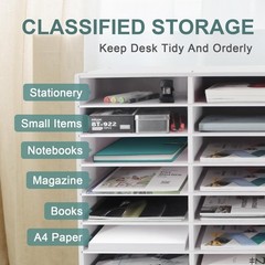 SONGWAY Desk Paper Storage Organizer – Literature Organizer, 27 Compartments …