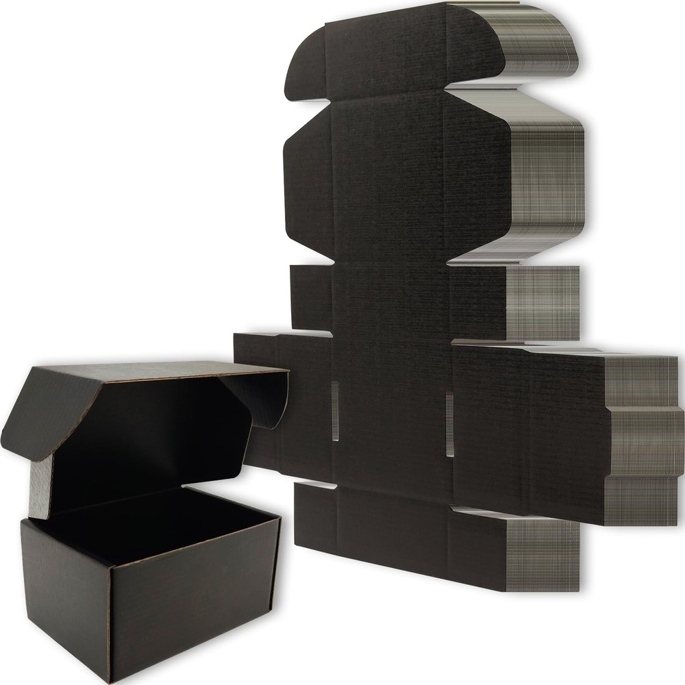 Lmuze 6x4x3 inches Small Shipping Boxes Set of 50 – Black Mailer Corrugated C…