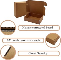 50 Pack 8x5x2 Shipping Boxes Corrugated Mailer Small Business Packaging Brown