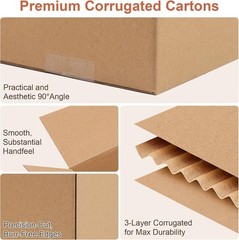 Durable 3-Layer Kraft Brown Boxes, 4 PCS 8x6x6 – Ideal for Packing & Shipping