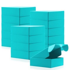 15 PCS Teal Recyclable Colored Corrugated Cardboard Shipping Boxes 6x6x2 Inch