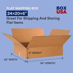 USA 24x20x6 Flat Corrugated Boxes, Flat, 24L x 20W x 6H, Pack of 10 | , Packa…