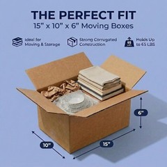 BOX USA 15 x 10 x 6 Corrugated Cardboard Boxes, Medium 15L x 10W x 6H, Pack of 2