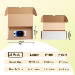 Brand New 25 Pack 12x6x4 White Small Shipping Boxes for Packaging Small Business