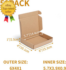 6X4X1 Inch Shipping Boxes Bulk 50 Pack Brown Tab Lock Tuck Top for Mail