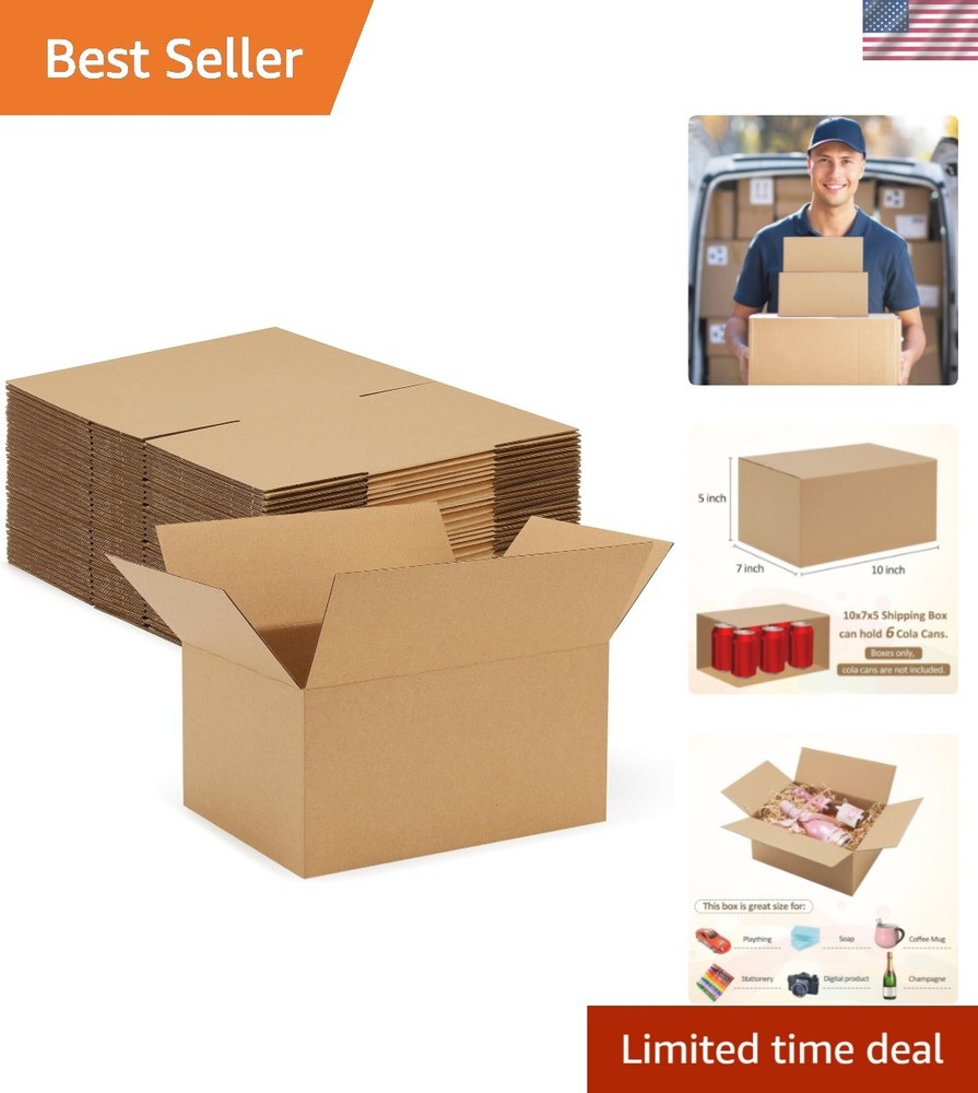 Personalizable 10x7x5 Shipping Boxes – 30 Pack Brown Mailers for Retail