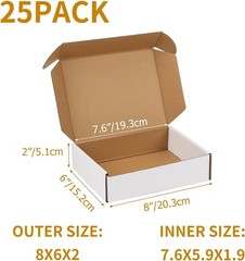 Versatile 8x6x2 Inch Shipping Boxes – 25 Pack for Small Businesses & Gifts