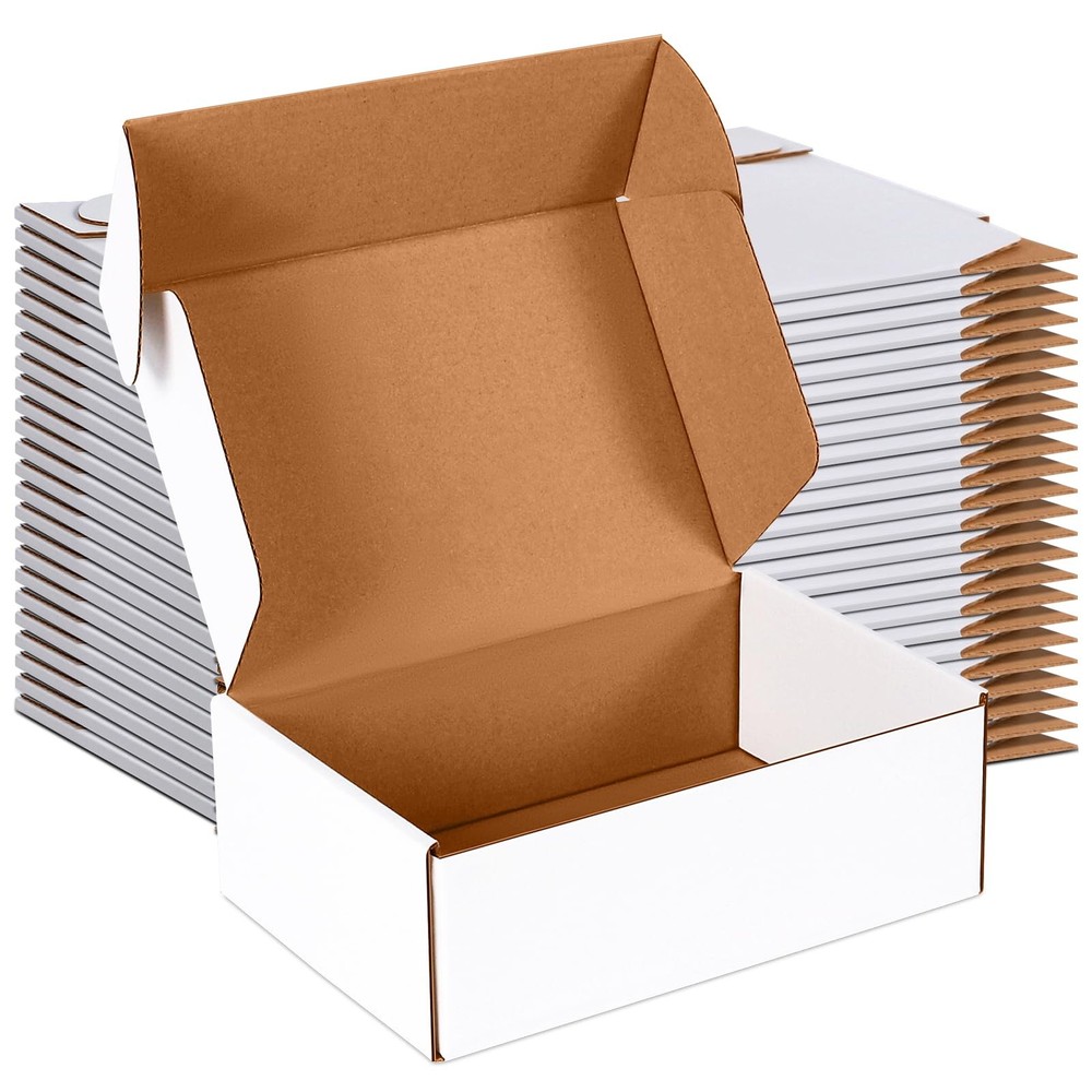 9x6x3 inch Small Shipping Boxes Set of 25, White Corrugated Cardboard Box Lit…