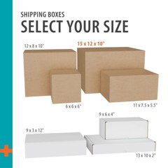 Recycled Shipping Boxes, 15 in. L x 12 in. W x 10 in. H, 30-Count