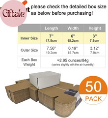 50 Pack 7X6X3” Small Shipping Boxes, Corrugated Cardboard Mailers for Business,