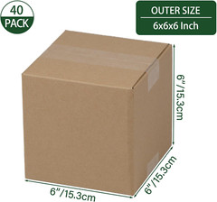 6X6X6 Inches Shipping Boxes Set of 40, Brown Corrugated Cardboard Box Literat…