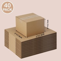 40-Pack 7x7x5 inch Brown Corrugated Cardboard Shipping Boxes for Packing