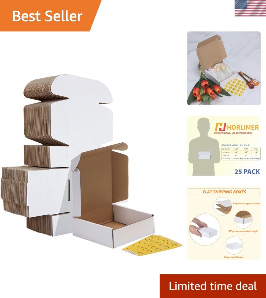 Brand New 6x6x2 Inches Shipping Boxes Set of 25 White Cardboard Literature Ma…