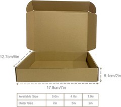 50 Pack 7x5x2in Brown Corrugated Shipping Boxes Cardboard Mailer Packing Boxes B