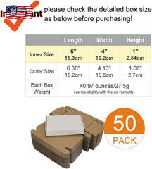 50 Pack 6X4X1” Small Shipping Boxes, Corrugated Cardboard Mailers for Business,