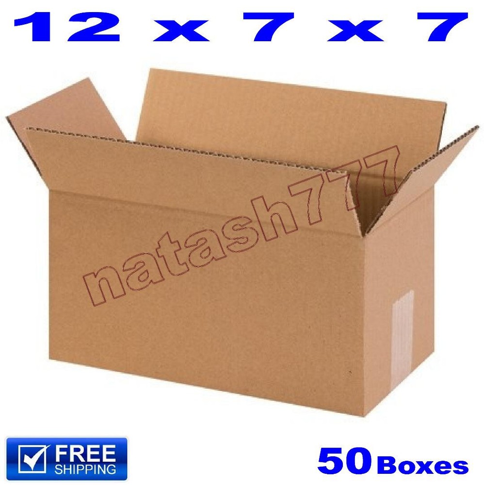 50 – 12x7x7 Cardboard Boxes 32-ECT Mailing Packing Shipping Corrugated Carton