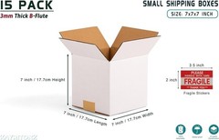 7x7x7 inch Small Shipping Boxes, White Corrugated Cardboard Boxes for E-Commerce