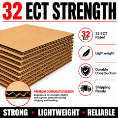 12×12 Corrugated Cardboard Pads 32 ECT Shipping Inserts Filler Sheets