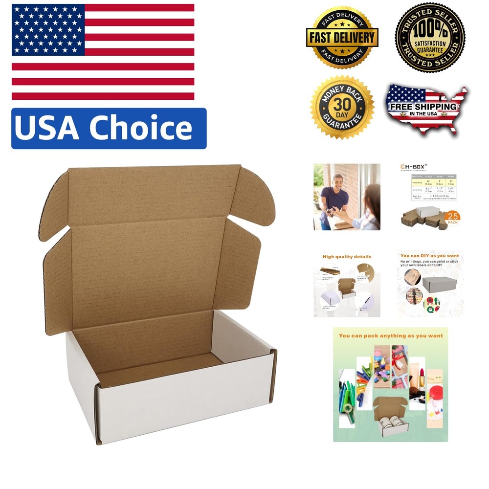 Secure and Stylish 6x4x2” White Shipping Mailers – 25 Pack for E-Commerce