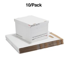 STAPLES Corrugated File Box Lift Off Lid, Letter/Legal Size, White/Black, 10/…