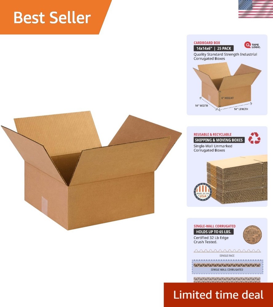 14x14x6 Kraft Corrugated Boxes Pack of 25