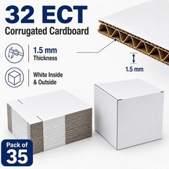 Small White Corrugated Shipping Boxes 6x6x6 Inches, 35 Pack